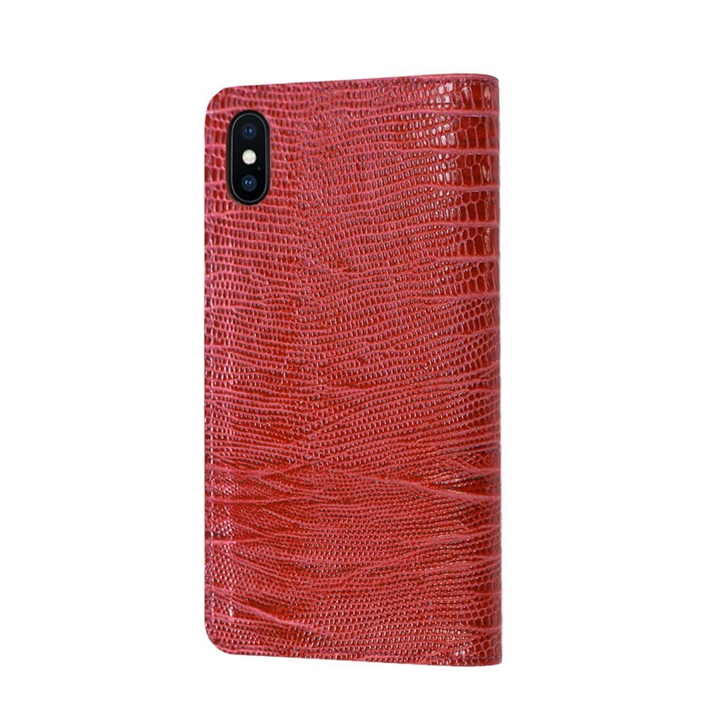 訳あり 新品 iPhoneXR 手帳型 ケース レザー 本革 蜥蜴丸 レッド モーダマニア modamania拍卖