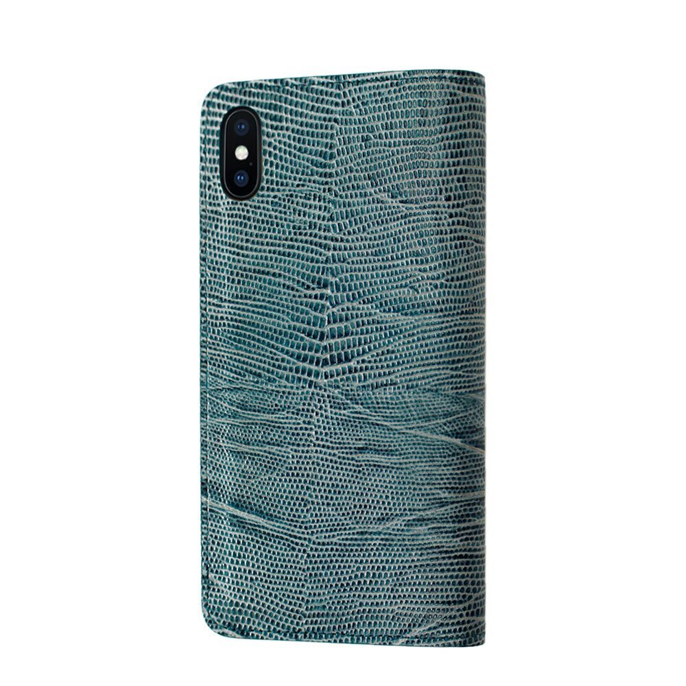 訳あり 新品 iPhoneXR 手帳型 ケース レザー 本革 蜥蜴丸 ブルー モーダマニア modamania拍卖