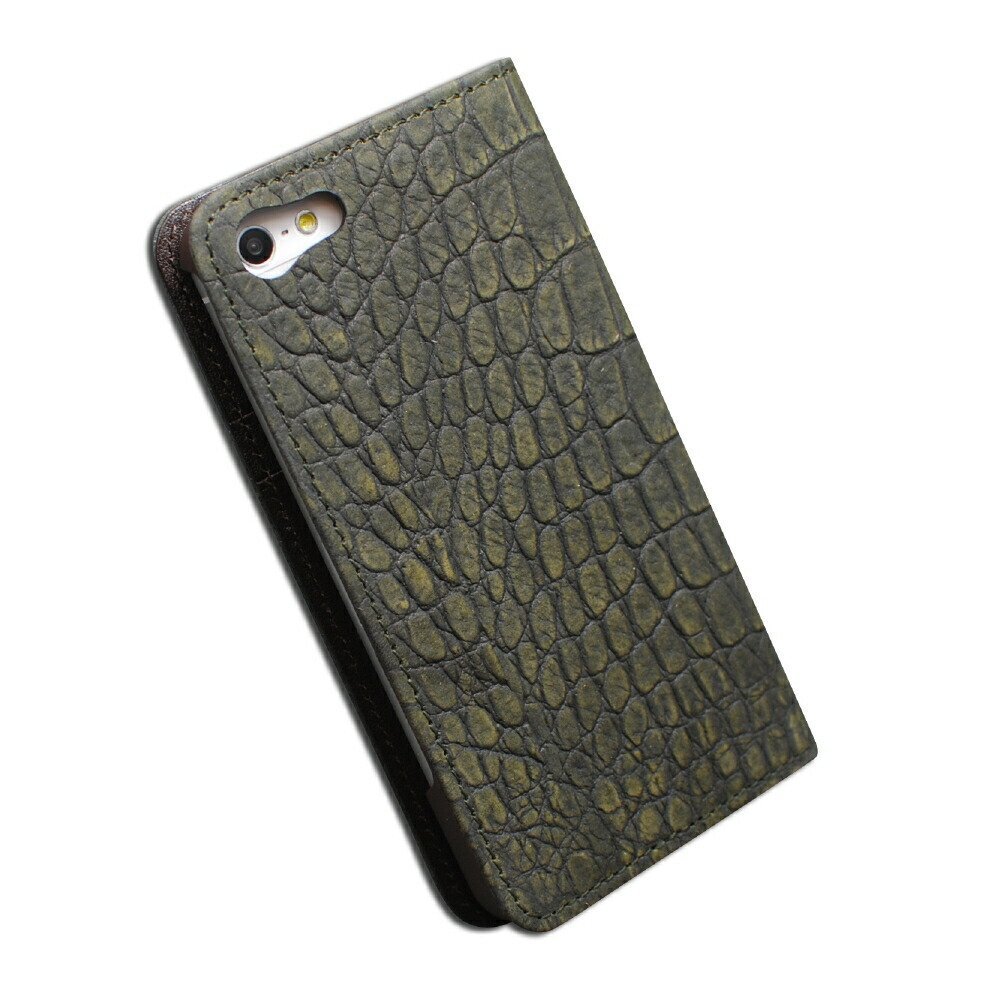 訳あり 新品 iPhoneSE 第一世代 iPhone5s iPhone5 ケース 本革 手帳型 本革 サハラ グレー グリーン モーダマニア modaMania拍卖