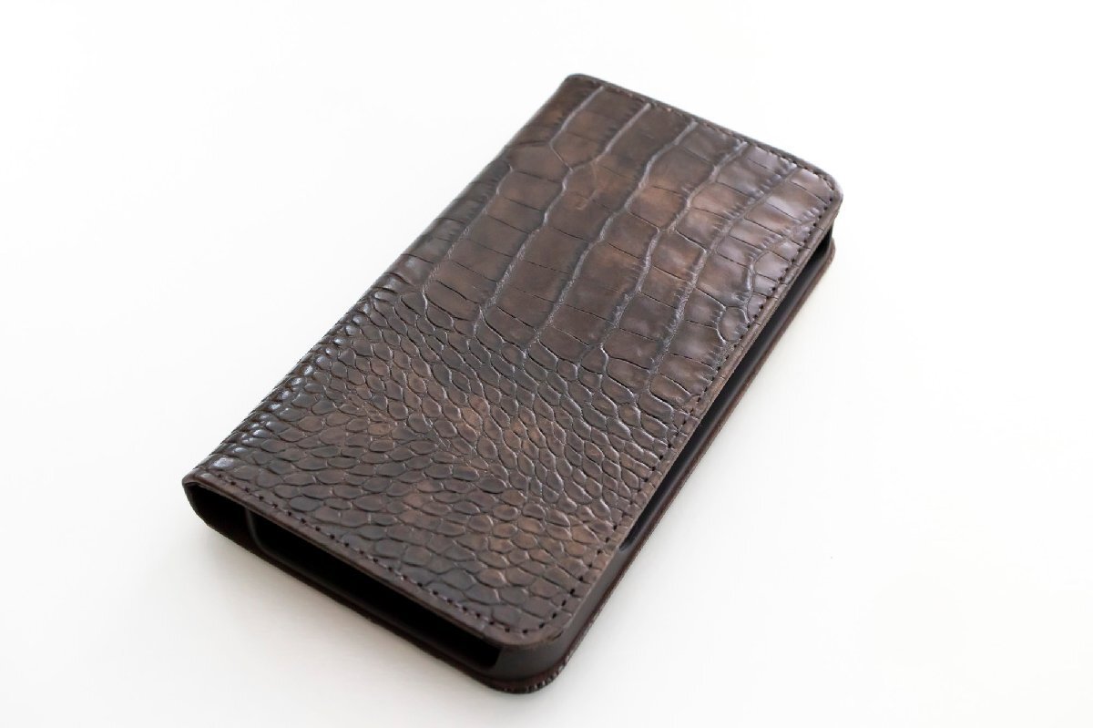 訳あり 新品 iPhoneSE 第一世代 iPhone5s iPhone5 ケース 本革 手帳型 本革 ジュブナイル ブラウン クロコ モーダマニア modaMania拍卖