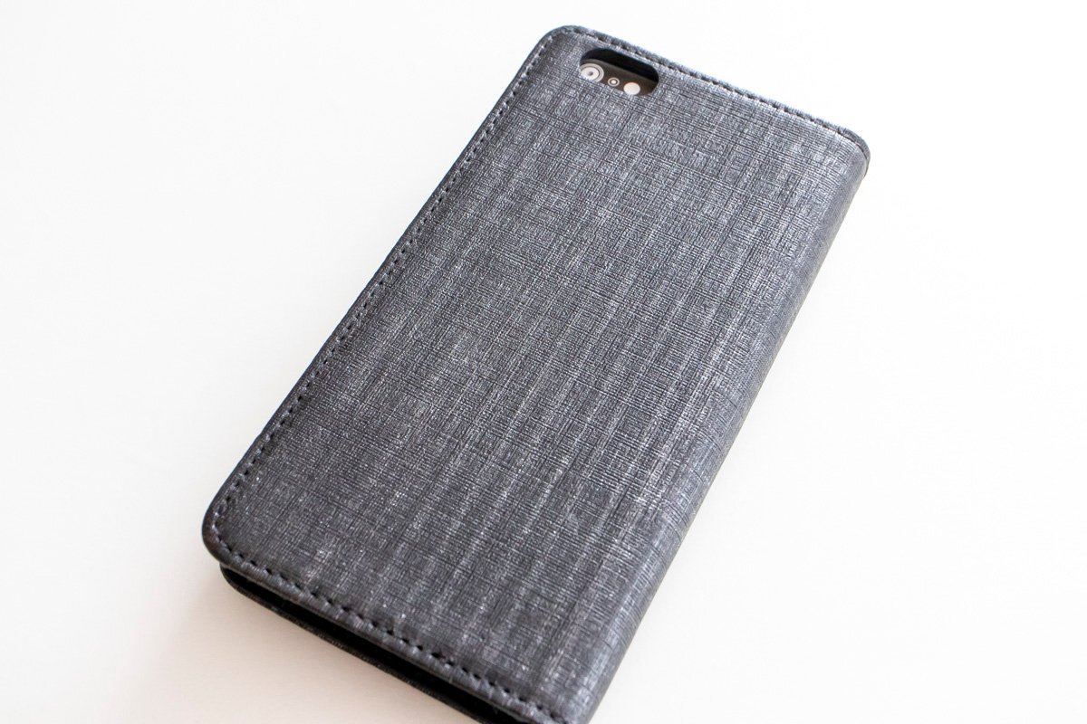 新品 iPhone 6s iPhone6 高級 手帳型 イタリア産 本革 ケース アスファルト グレーブラック modamania モダマニア拍卖