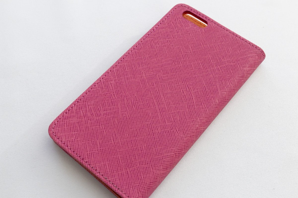新品 訳あり iPhone 6s iPhone6 手帳型 本革 ケース シャレード ピンク オレンジ modamania拍卖