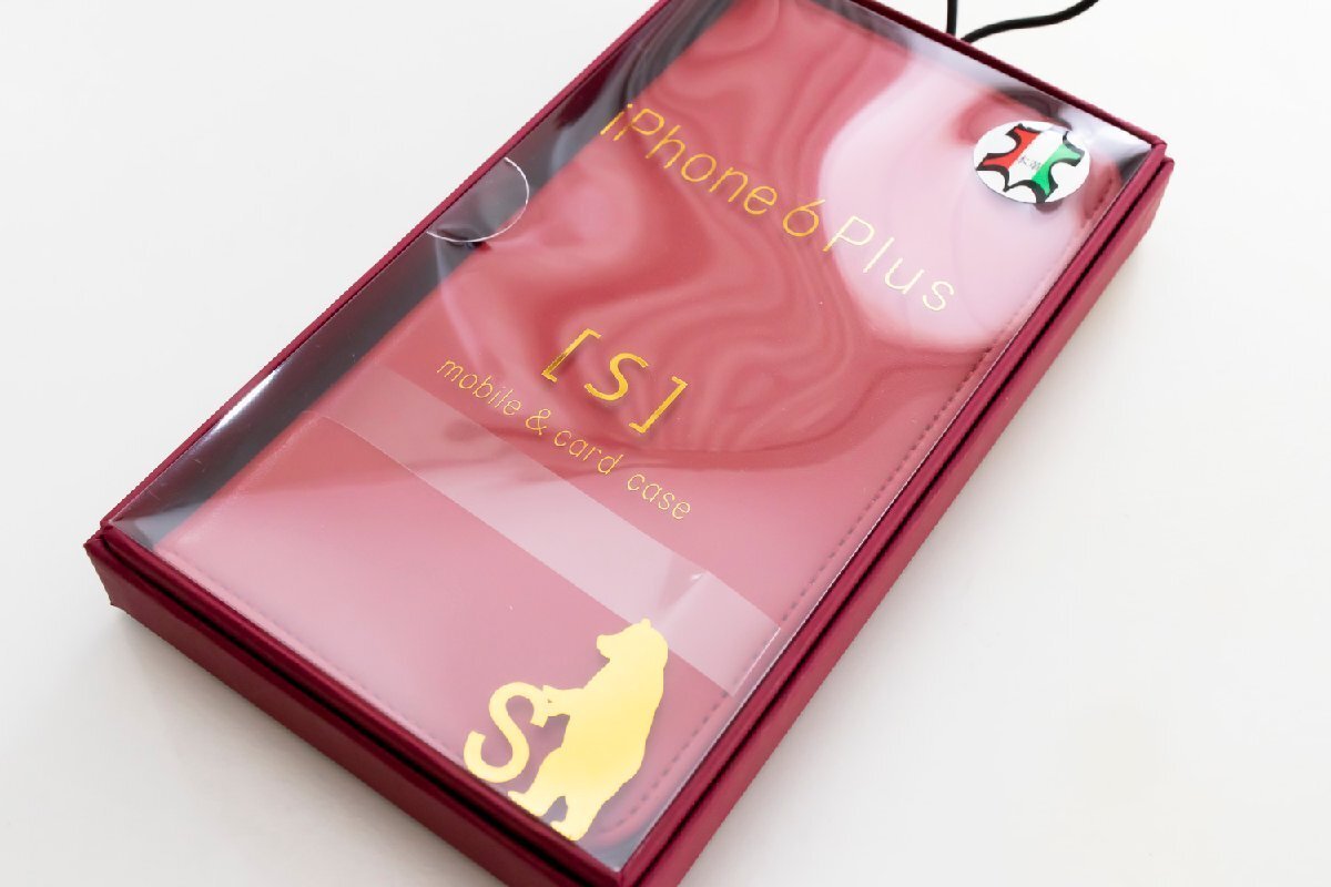 新品 訳あり iPhone6Plus 高級 手帳型 イタリア産 本革 ケース バンディエラ レッド modamania拍卖