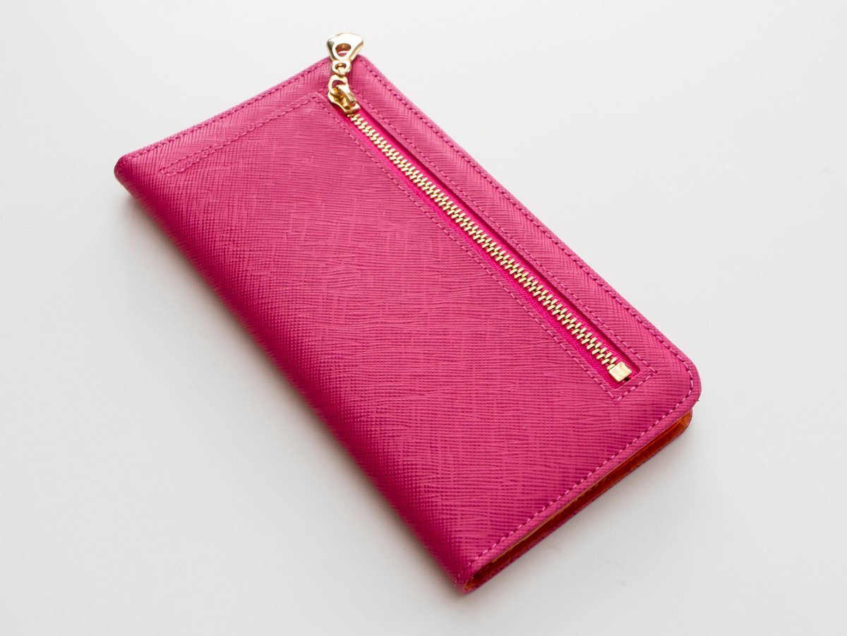 訳あり iPhone6Plus iPhone6sPlus 手帳 ケース 新品 モーダマニア 本革 高級 modamania シャレード ピンク オレンジ拍卖