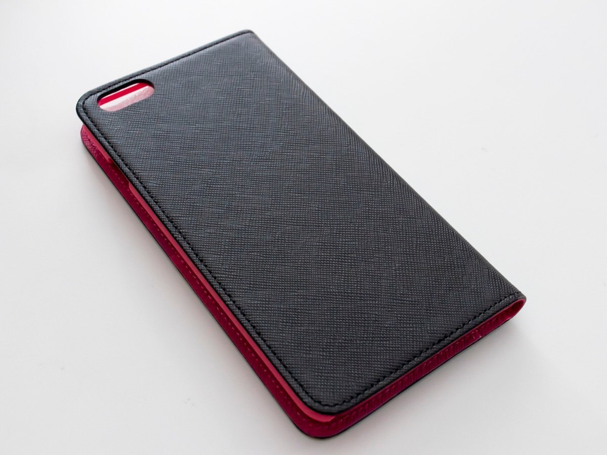訳あり iPhone6Plus iPhone6sPlus 手帳 ケース 新品 モーダマニア 本革 高級 modamania シャレード クロ ピンク拍卖