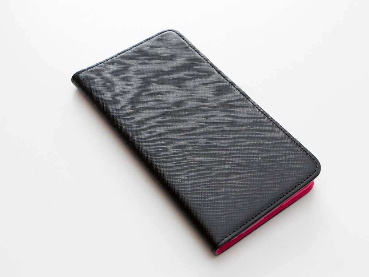 訳あり iPhone6Plus iPhone6sPlus 手帳 ケース 新品 モーダマニア 本革 高級 modamania シャレード クロ ピンク拍卖