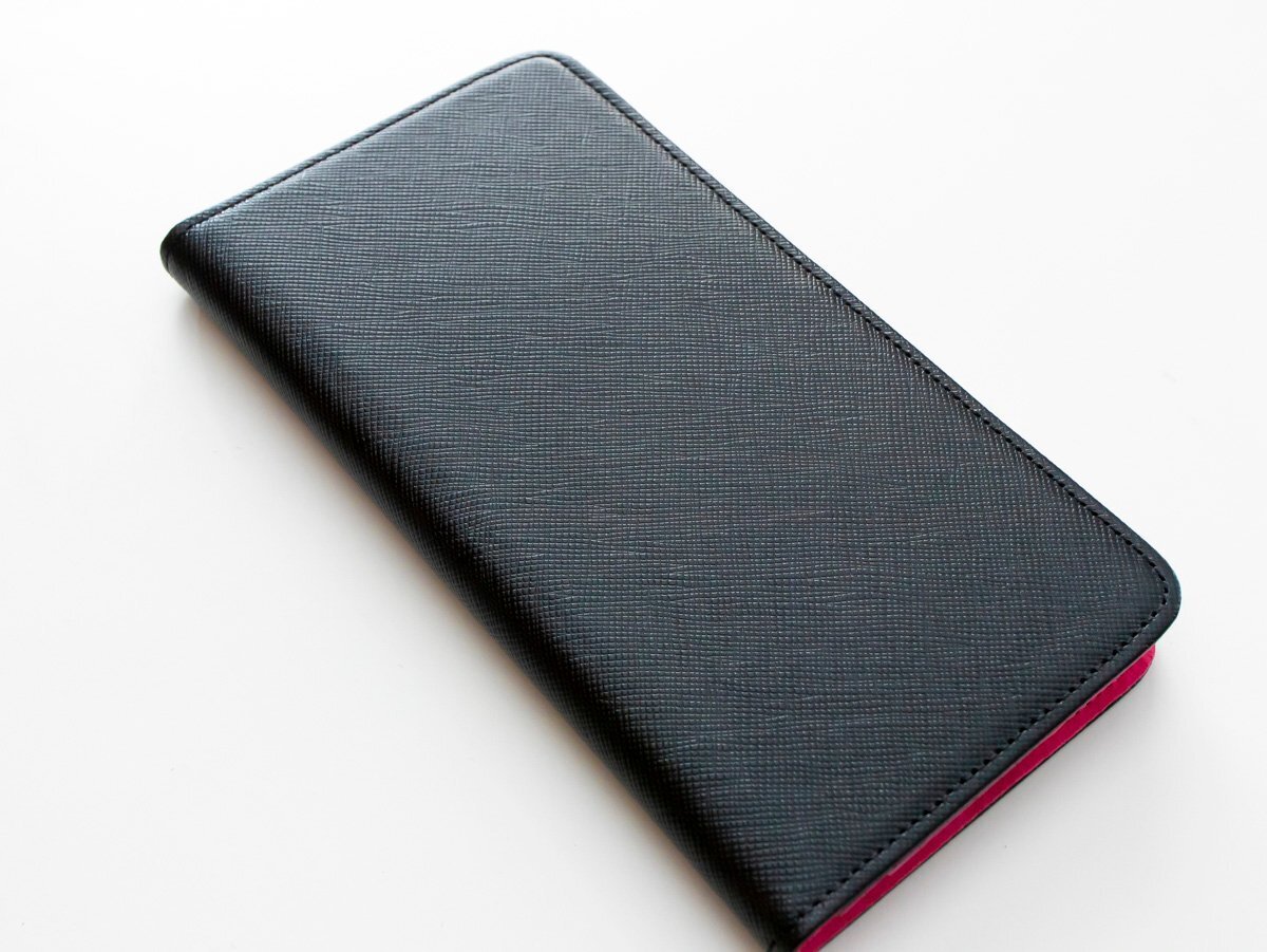 訳あり iPhone6Plus iPhone6sPlus 手帳 ケース 新品 モーダマニア 本革 高級 modamania シャレード クロ ピンク拍卖