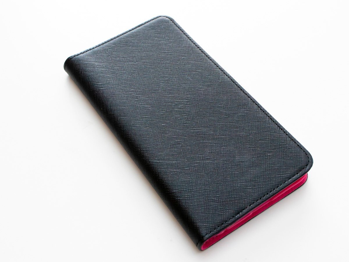 訳あり iPhone6Plus iPhone6sPlus 手帳 ケース 新品 モーダマニア 本革 高級 modamania シャレード クロ ピンク拍卖