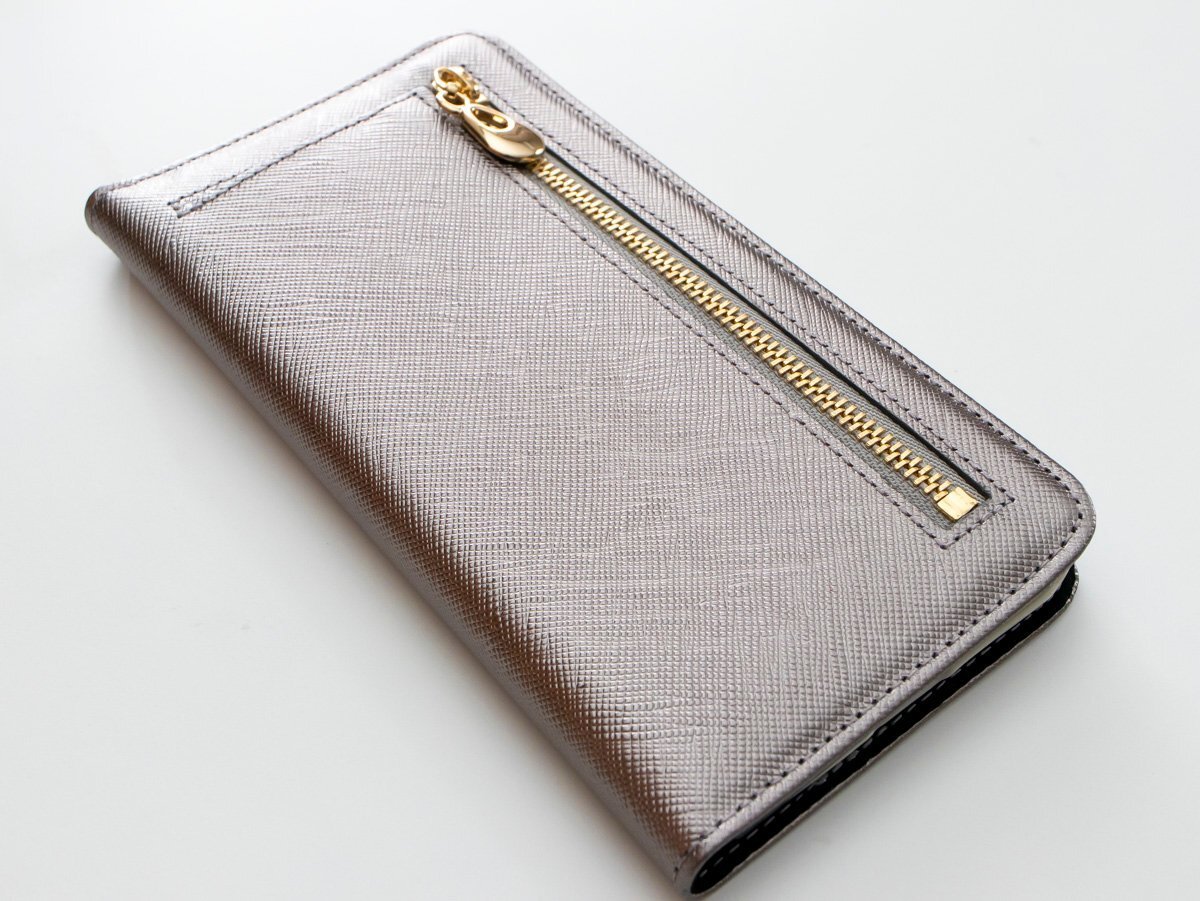 訳あり iPhone6Plus iPhone6sPlus 手帳 ケース 新品 モーダマニア 本革 高級 modamania シャレード ガンメタ拍卖