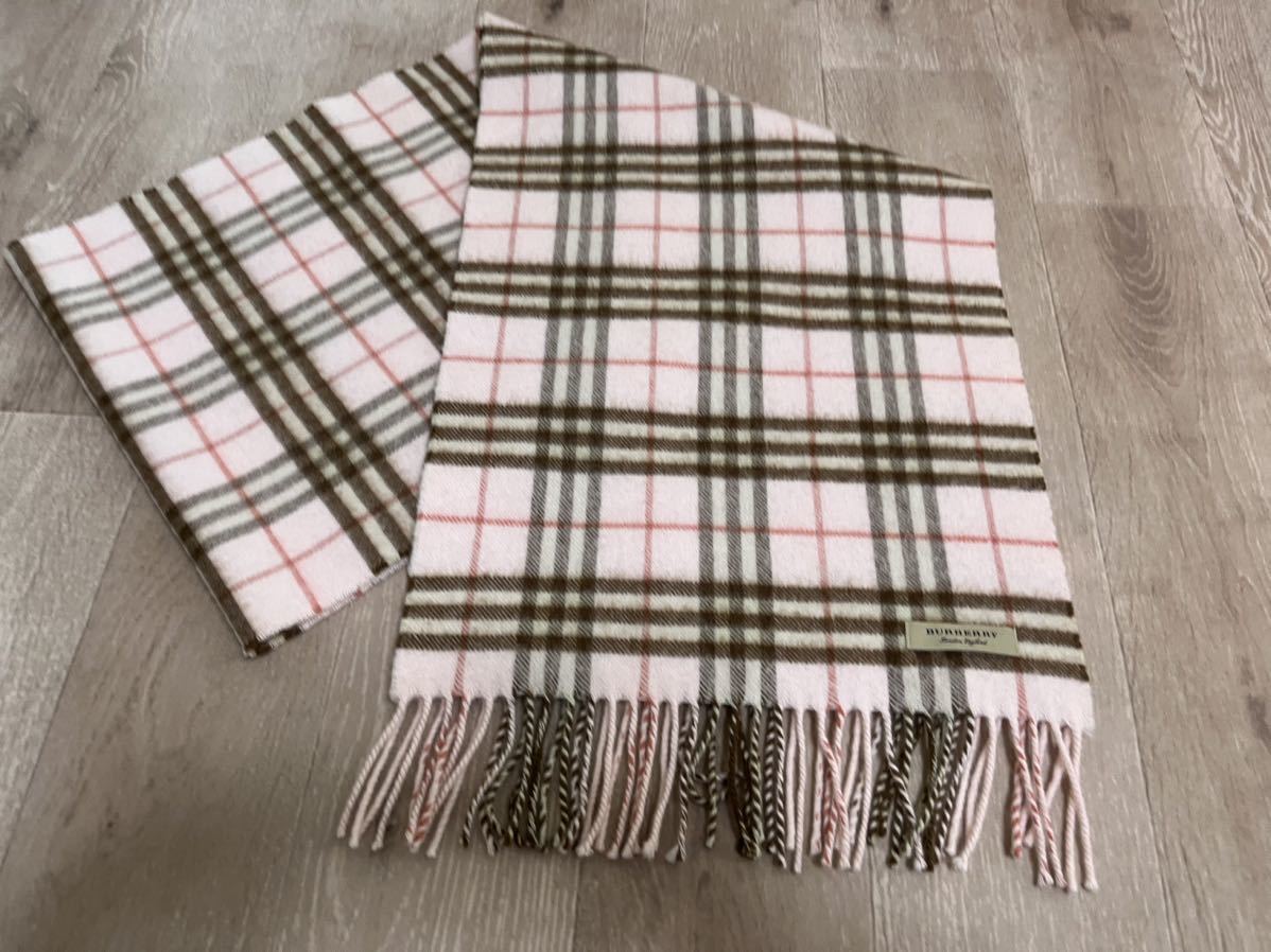 BURBERRY バーバリー マフラー カシミア100% ピンク系 美品 ヴィンテージチェック 送料無料!!!拍卖