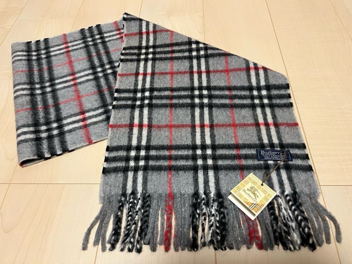 BURBERRY バーバリー マフラー カシミア100% グレー タグ付き未使用品 送料無料!!!拍卖