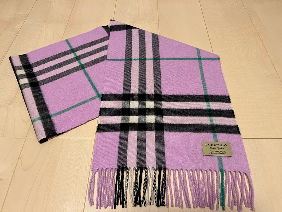 BURBERRY バーバリー マフラー カシミア100% ラベンダーのような色 美品 送料無料!!!拍卖
