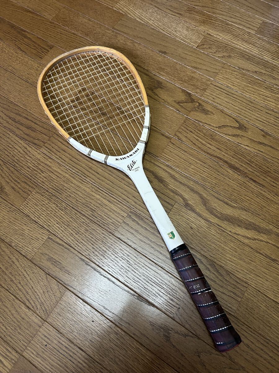 KAWASAKI カワサキ elite 軟式 木製 テニスラケット拍卖