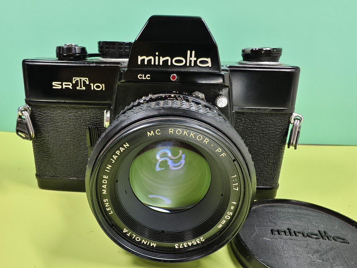 【委託品】 MINOLTA SRT101 ミノルタ フィルムカメラ ブラック ROKKOR 50mm 1.7 レンズ付き 1円スタート売り切りジャンク品 レトロカメラ拍卖