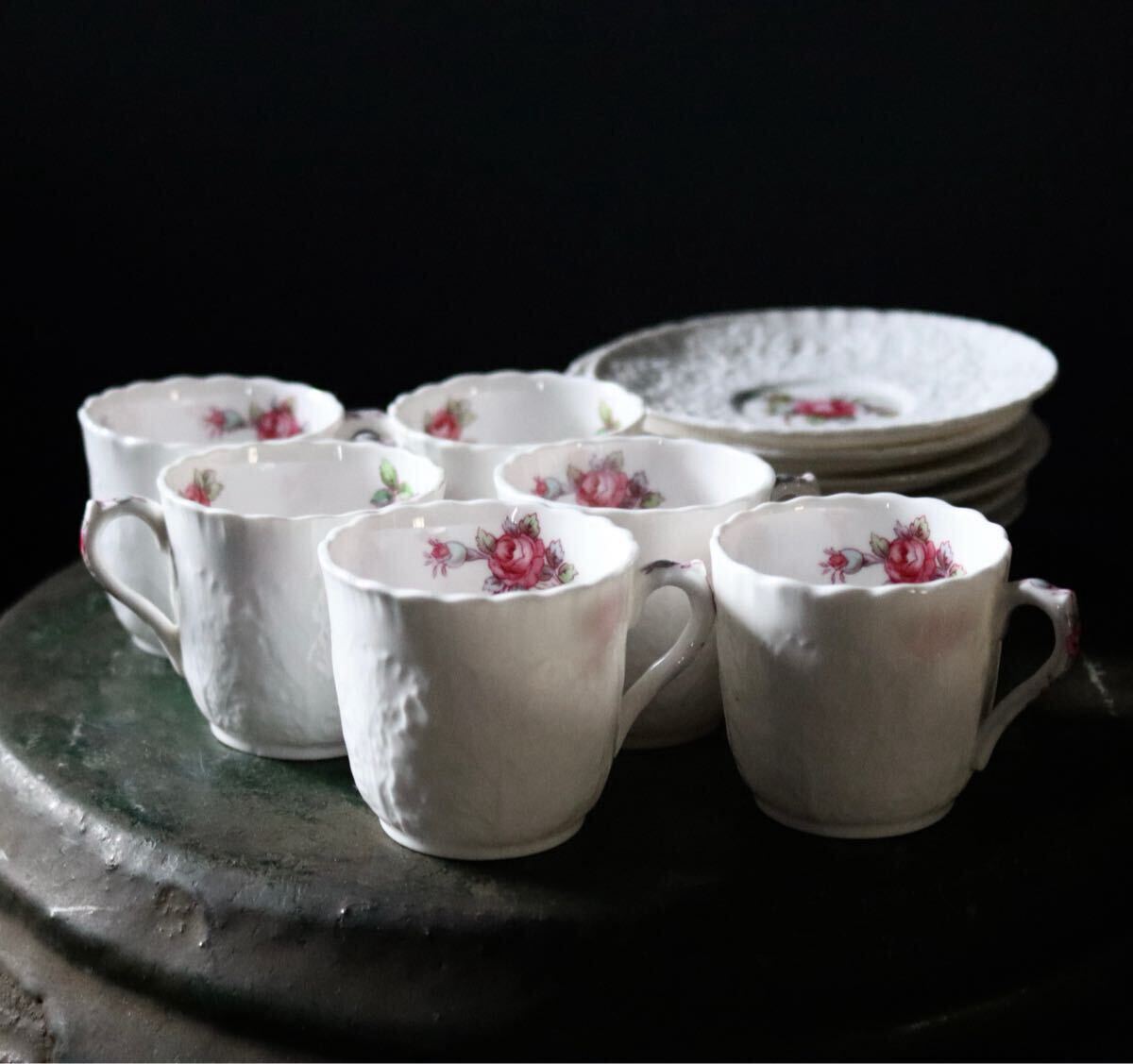 SPODE Bridal Rose カップ&ソーサー 6客 薔薇 花柄 スポード アンティーク インテリア コレクション カップ ソーサー 洋食器拍卖