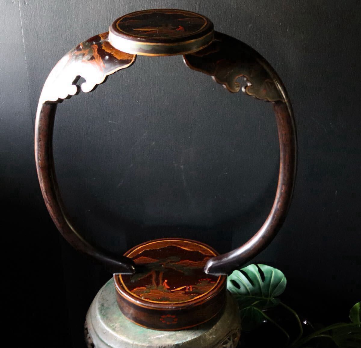 和モダン インテリア 香炉台 花台 高60cm アンティーク / 盆栽台 蒔絵 飾台 紫檀花梨 細密細工 古美術品 家具 和室 高卓 時代拍卖