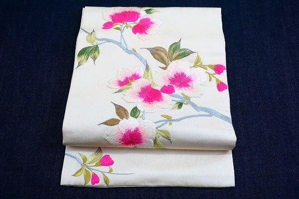 アンティーク 名古屋帯 刺繍 長さ3m40㎝ 大正ロマン レトロ お洒落 仕立て上がり 着物フィ 20081拍卖