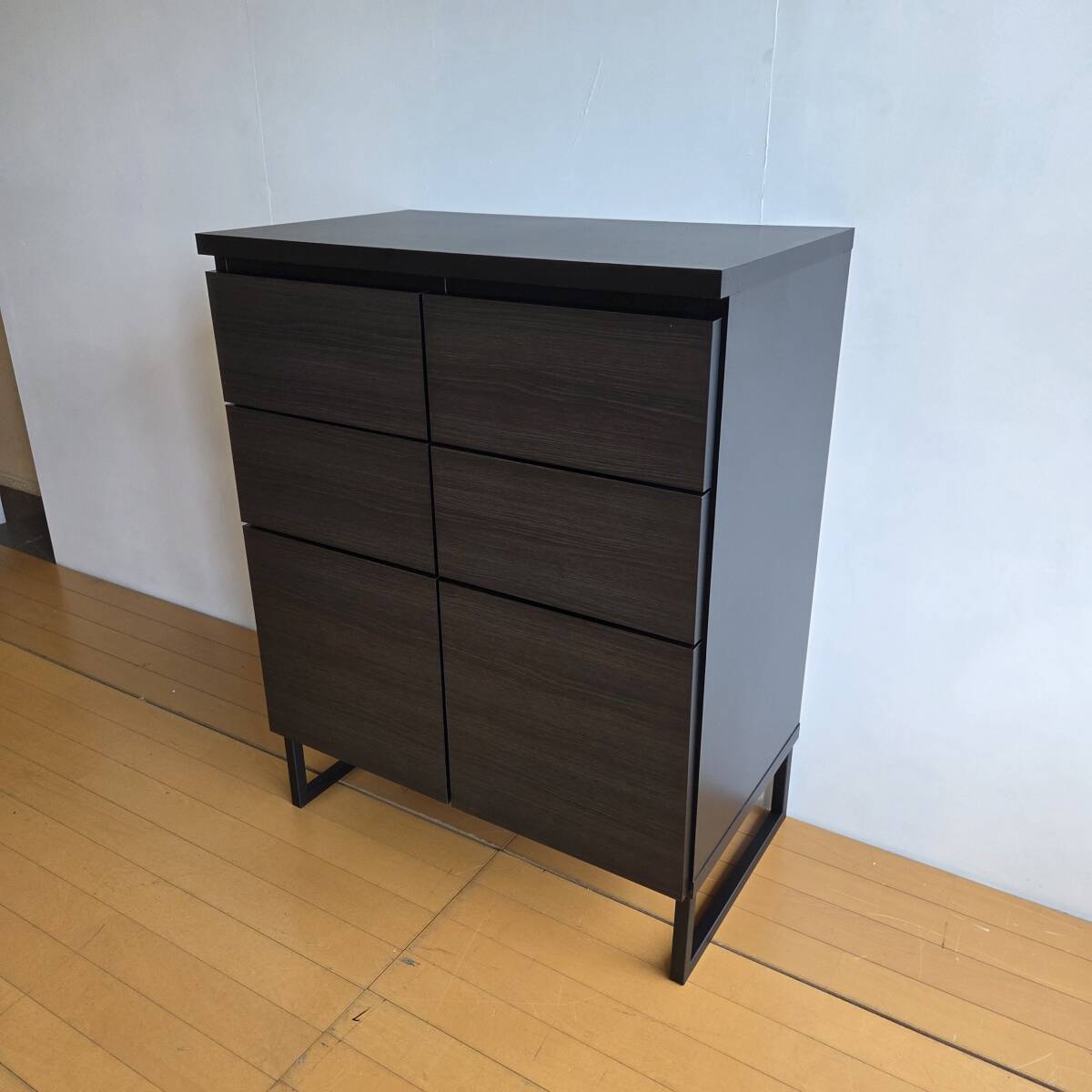 未使用訳あり スクエアキャビネット 引出しタイプ 幅71cm ディスプレイ リビング ブラック 黒 ラック スクエア 棚 リビングボード拍卖