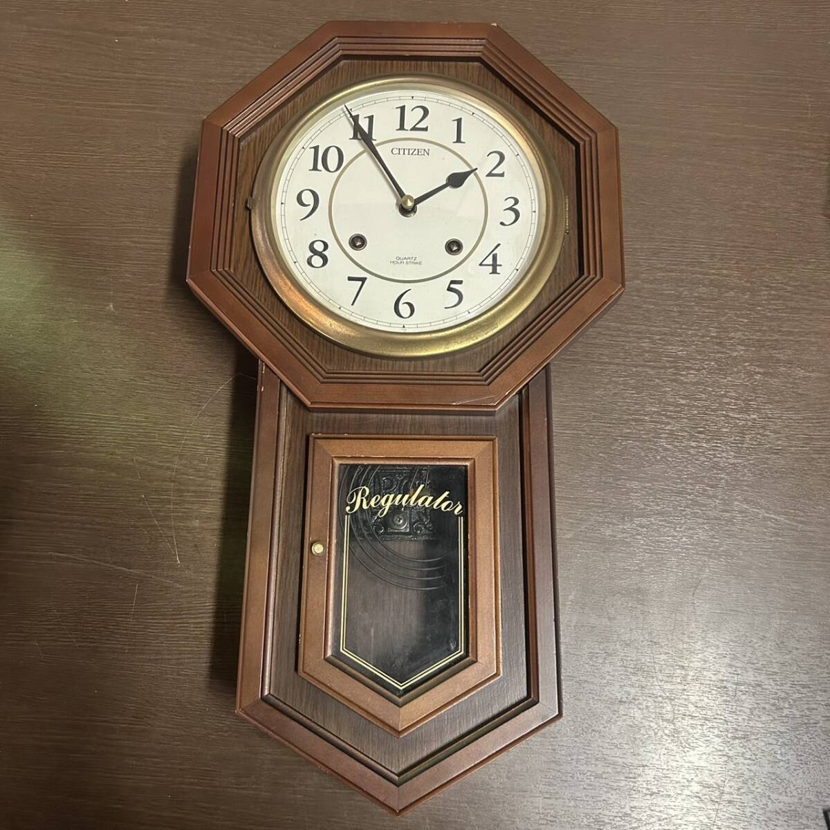 シチズン 愛知時計 AICHI アイチ時計 レギュラー/REGULATOR 木目 ゼンマイ式 振り子 柱時計 中古 現状品 ジャンク 拍卖