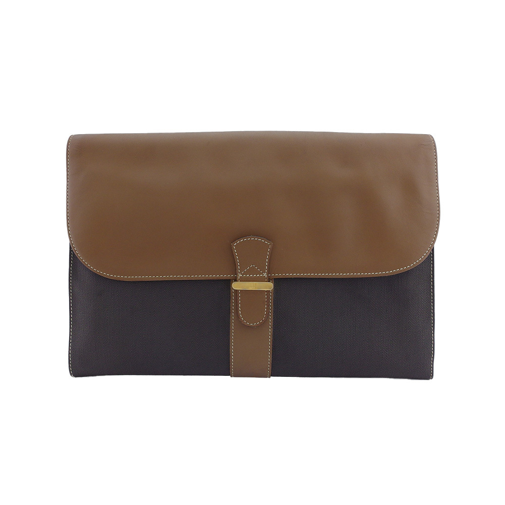 ダンヒル Dunhill ビジネスバッグ ヘリンボーン グレー 灰色 ブラウン レディース 中古拍卖