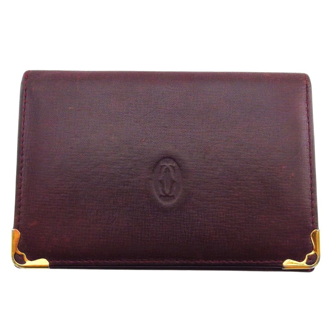 カルティエ CARTIER パスケース マストライン マストライン ボルドー×ゴールド レディース 中古拍卖