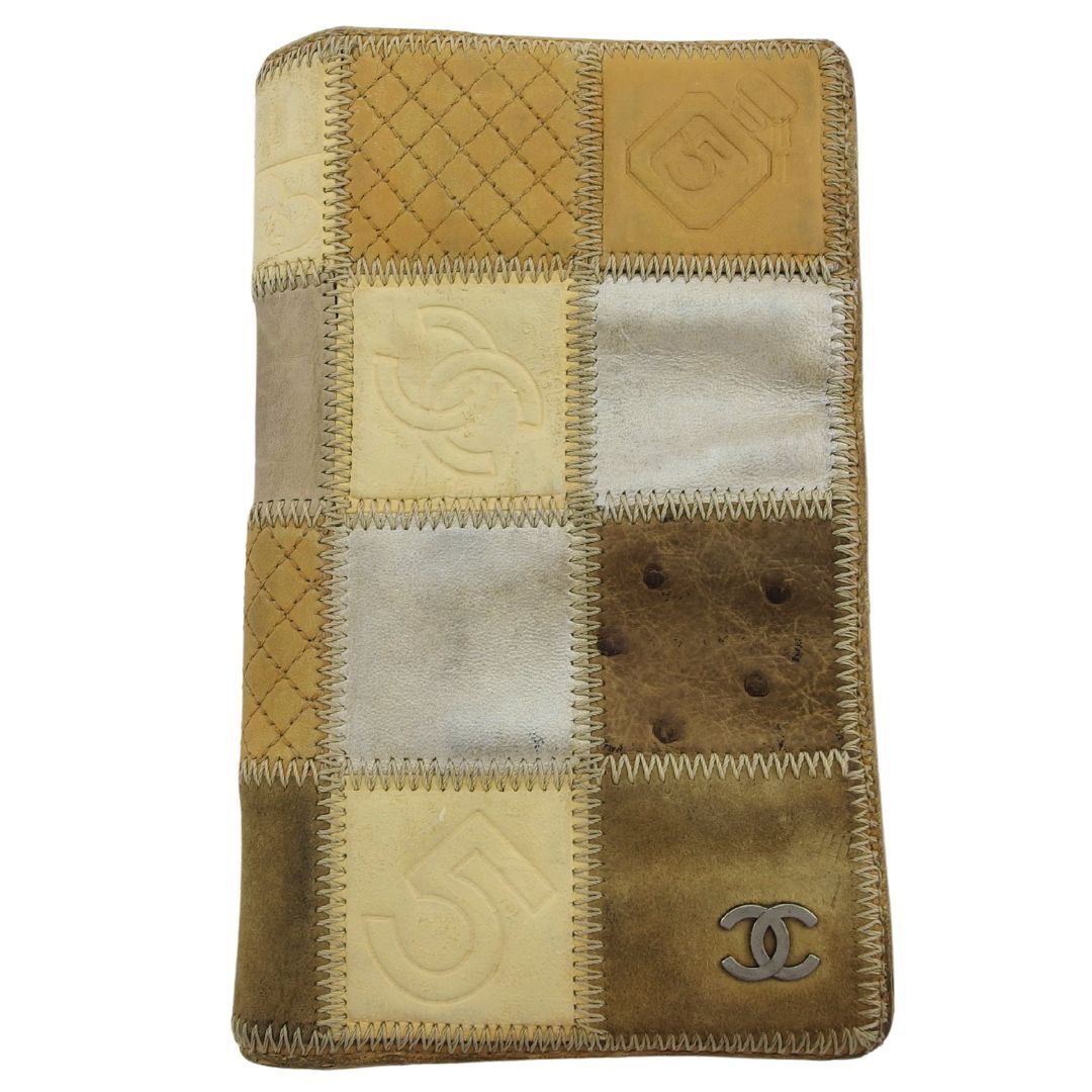 シャネル CHANEL 長財布 パッチワーク アイコン ベージュ ブラウン系 レディース 中古拍卖
