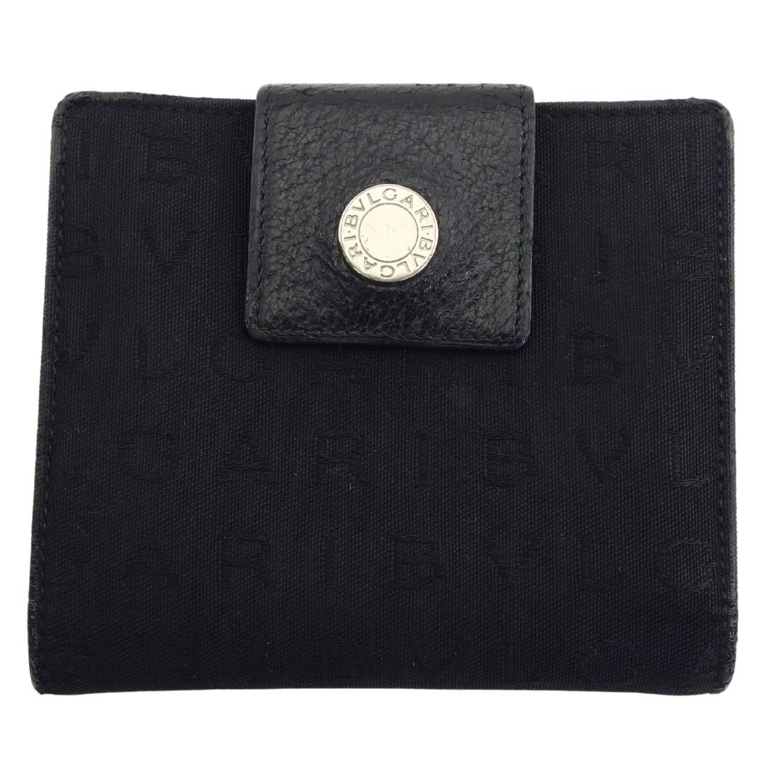 ブルガリ BVLGARI 二つ折り財布 ロゴマニア ロゴボタン ブラック レディース 中古拍卖