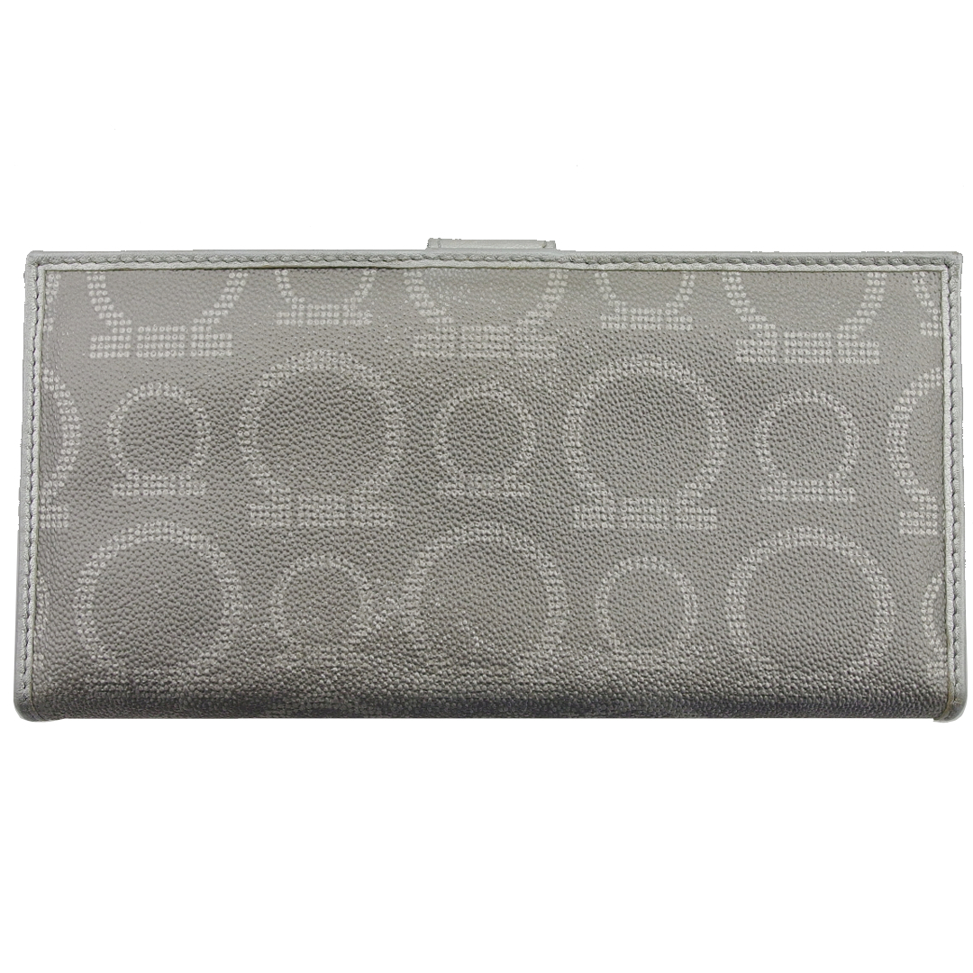 サルヴァトーレフェラガモ Salvatore Ferragamo 長財布 ガンチーニ シルバー×シルバー レディース 中古拍卖