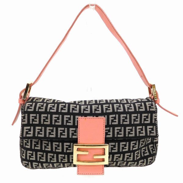 【30%OFFクーポン】フェンディ FENDI ショルダーバッグ ズッキーノ ブラック×グレー×ピンク レディース 中古拍卖