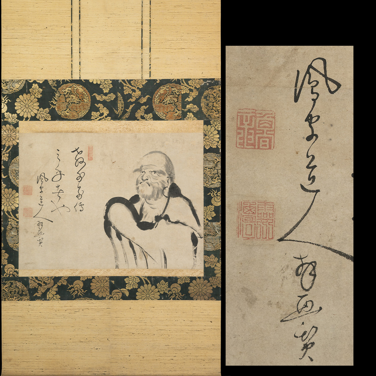 ■ 霊潭魯竜 達磨画賛 掛軸 真作 ys312拍卖