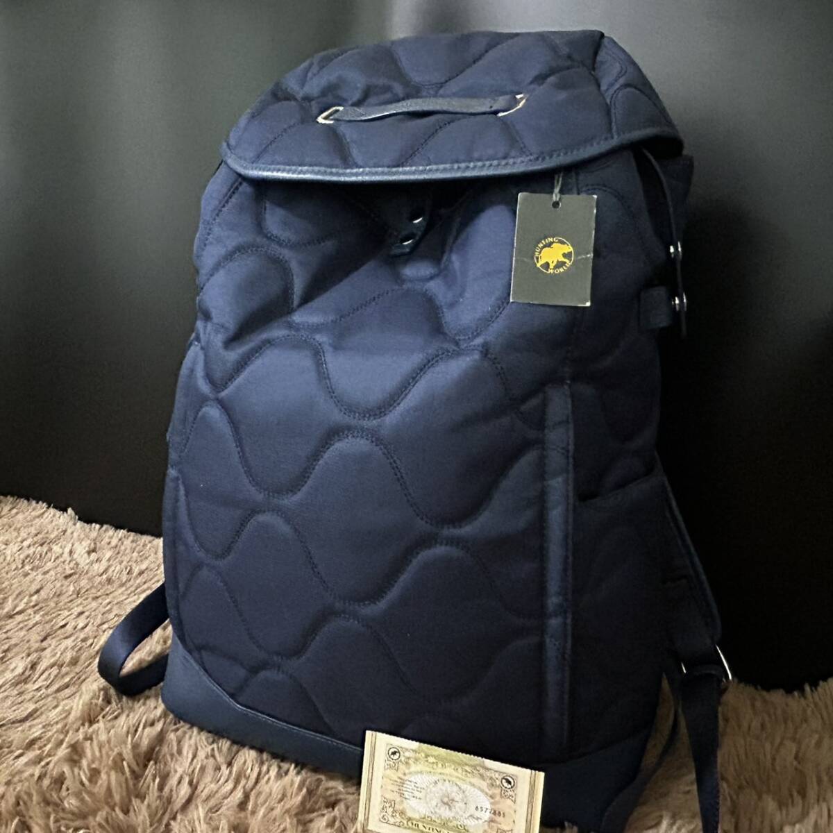 1円~【希少/極美品】ハンティングワールド HUNTING WORLD リュック メンズ ビジネス バックパック A4 PC キルティング ナイロン ブルー拍卖