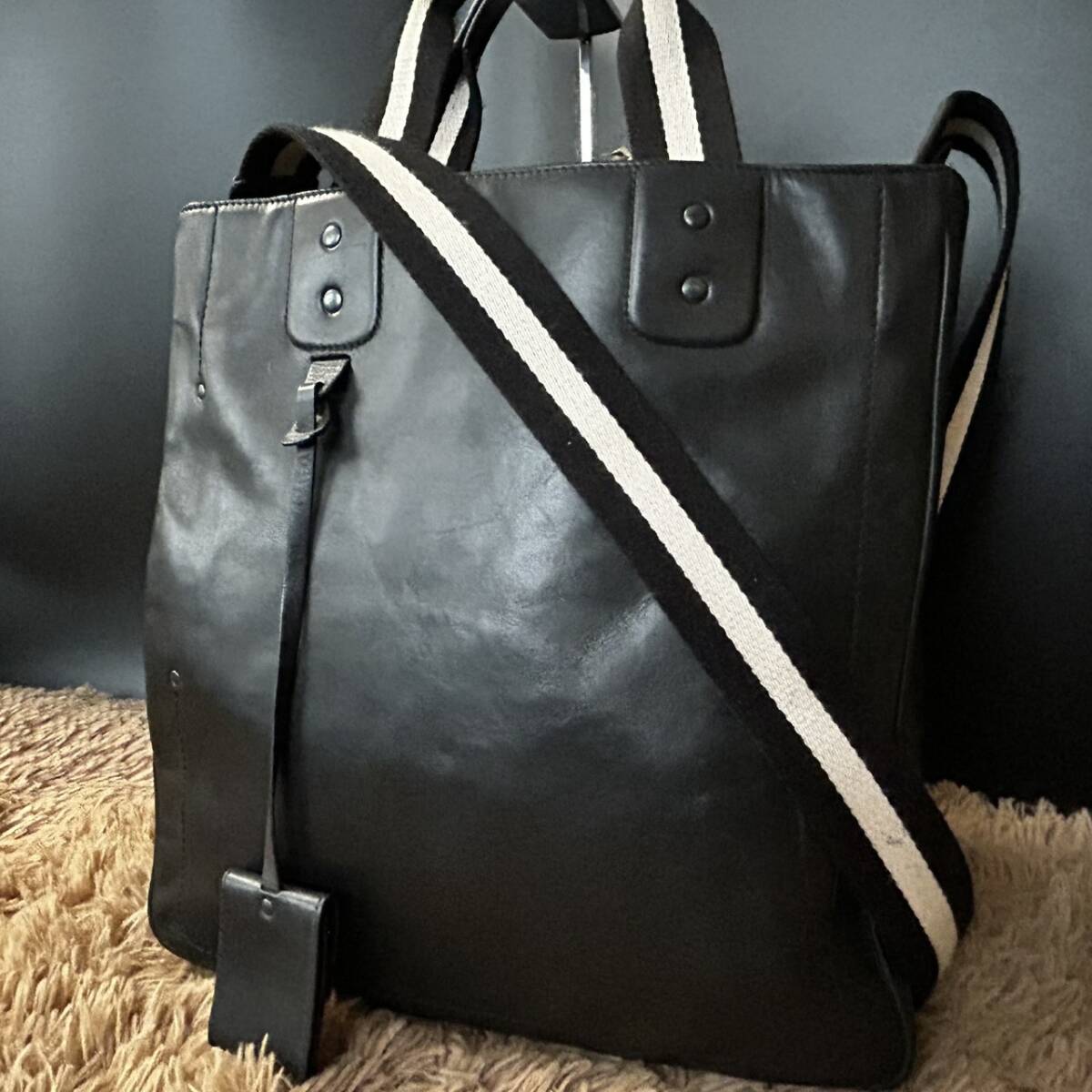 1円~【美品】BALLY バリー ハンドバッグ メンズ ビジネス 2way 手提げ 斜めがけ 肩掛け A4 PC 書類鞄 トレスポライン レザー ブラック 黒 拍卖