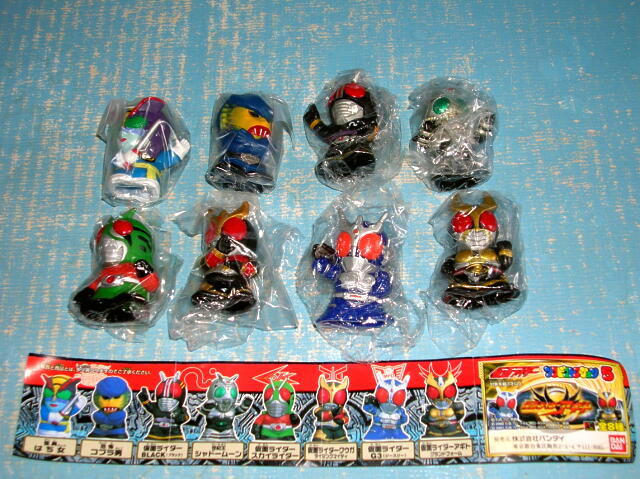 8206新品 仮面ライダー ソフビコレクション5 全8種 指人形 ハチ女 仮面ライダーアギト G3 クウガ スカイライダー シャドームーン コブラ男拍卖