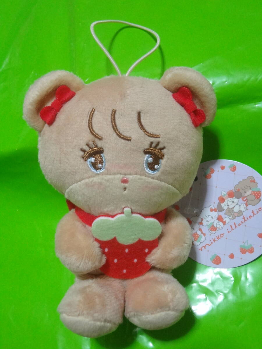 mikko illustrations いちご マスコットぬいぐるみ ラテ 11cm ミッコ拍卖