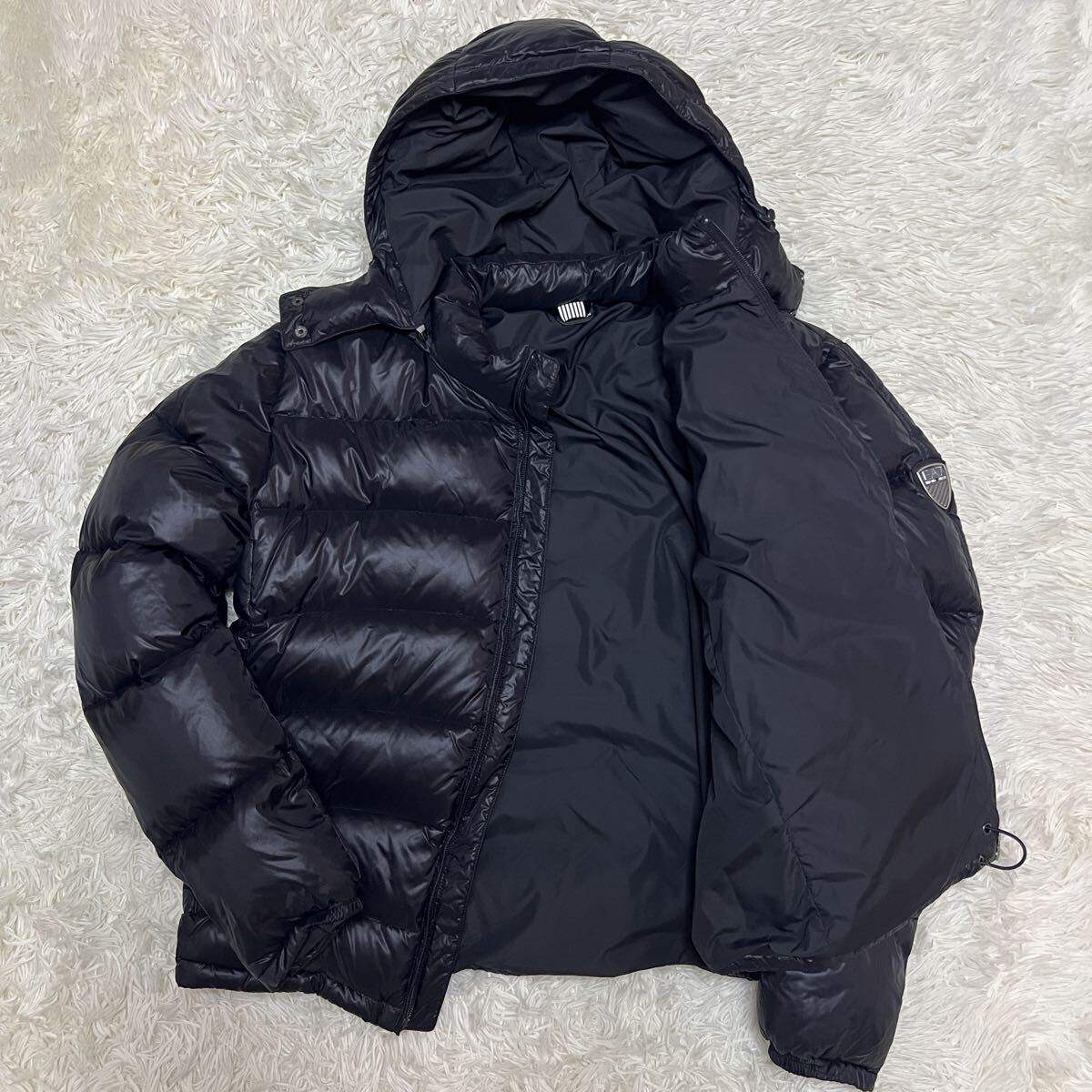 EMPORIO ARMANI EA7 ダウンジャケット フード着脱可 ブラック XLサイズ 美品 エンポリオアルマーニ 黒 ブルゾン メンズ 冬 2way拍卖