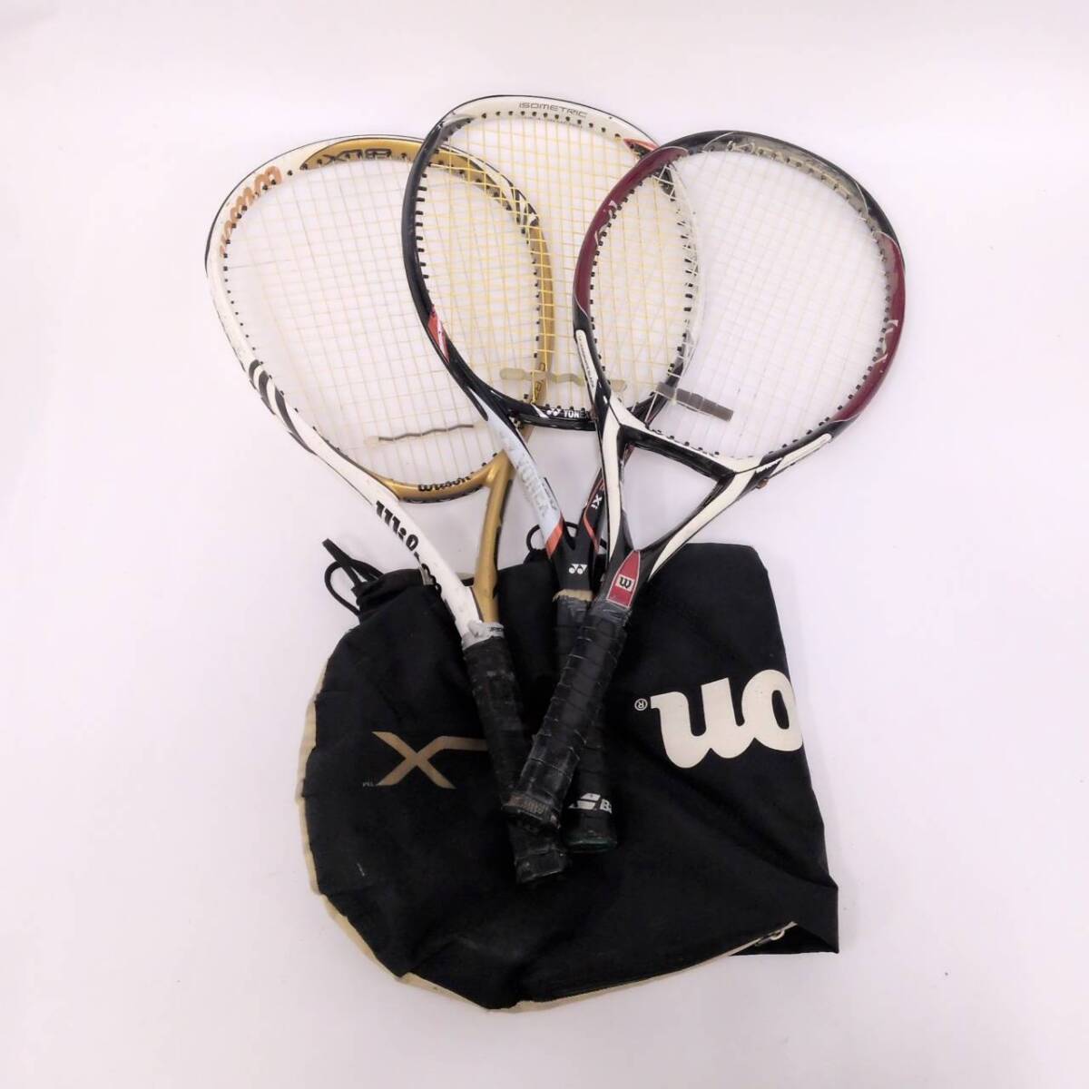 KIS/404946-1/3000/S104-38/【幕張】3点まとめ テニスラケット  wilson  ウィルソン YONEX ヨネックス ケース付き拍卖