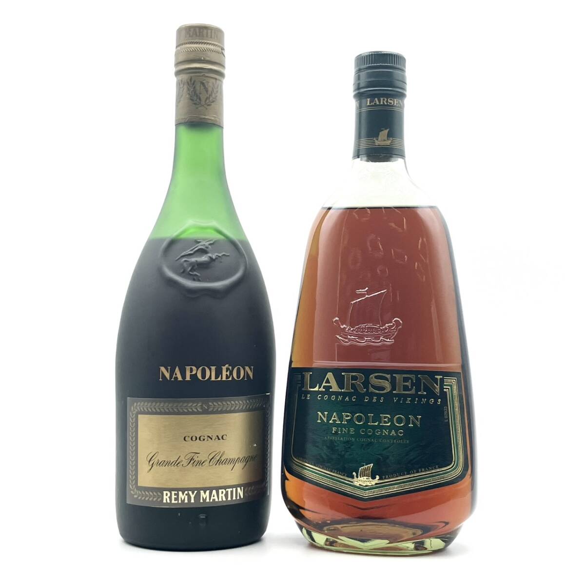 25広/B001164-1/YK3000/G112-122/酒2本まとめ【幕張】REMY MARTIN NAPOLEON Grande. Fine Champagne/LARSEN LE COGNAC DES VIKINGS拍卖