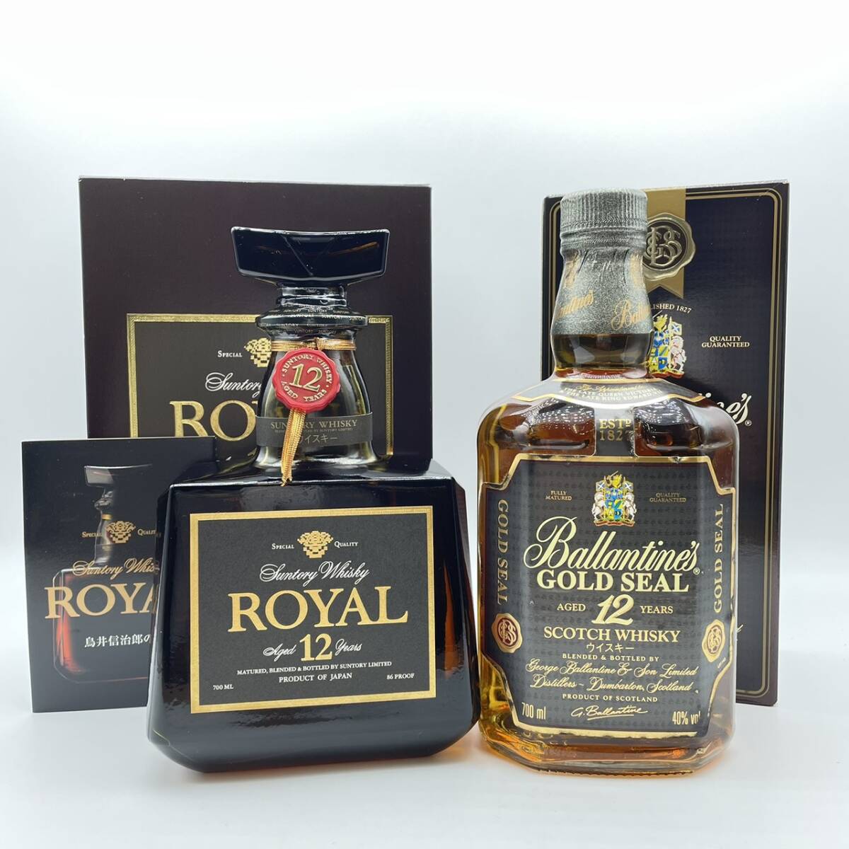 25仙/A011881-2/AJ3000/K112-433/【千葉県内のみ発送】酒2本まとめ【幕張】Suntory Whisky ROYAL 12年/Ballantine’s GOLD SEAL 12年拍卖