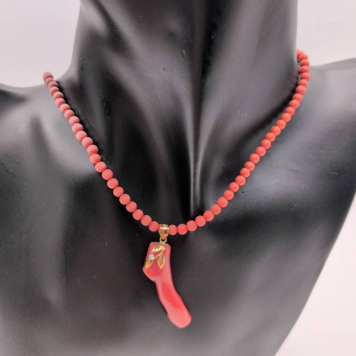 z/z/z/Y113-603/【幕張】ネックレス 珊瑚 サンゴ K18 総重量:11.2g レディース アクセサリー拍卖
