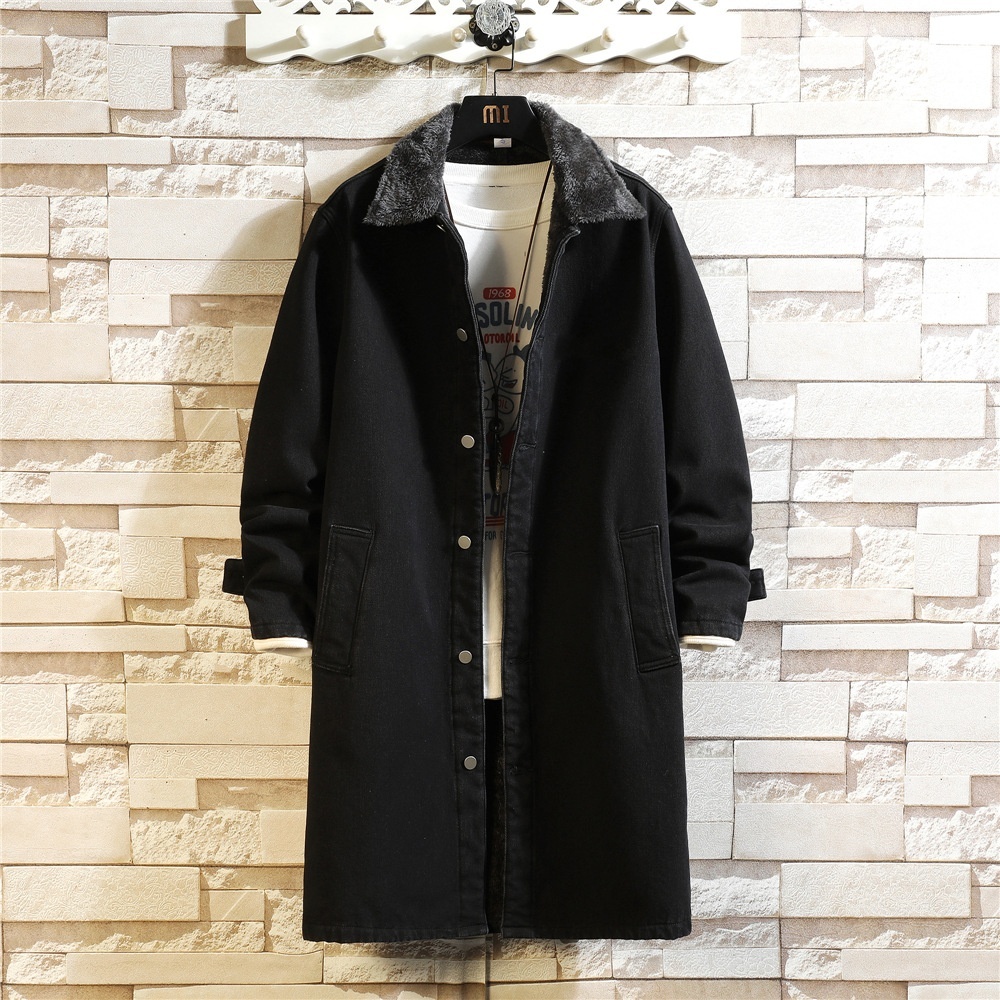 裏フリース デニムコート メンズ・ 新品 裏起毛 厚手コート 裏ボア ボアコート ロング Gジャン ジージャン アウター【F644】黒 L拍卖