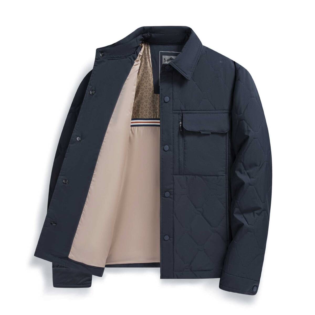中綿ジャケット ショートコート メンズ シャツジャケット シャツ風ジャケット 紳士 暖か コート【CP8681B137M65】ネイビー 4XL拍卖