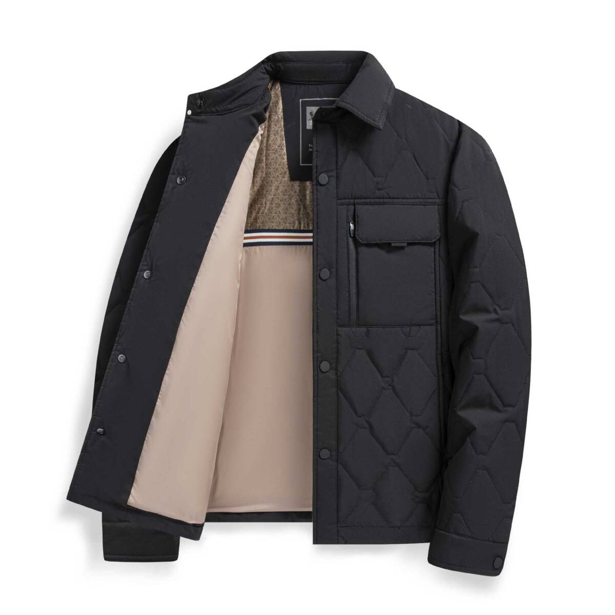 中綿ジャケット ショートコート メンズ シャツジャケット シャツ風ジャケット 紳士 暖か コート【CP8681B137M65】黒色 L拍卖