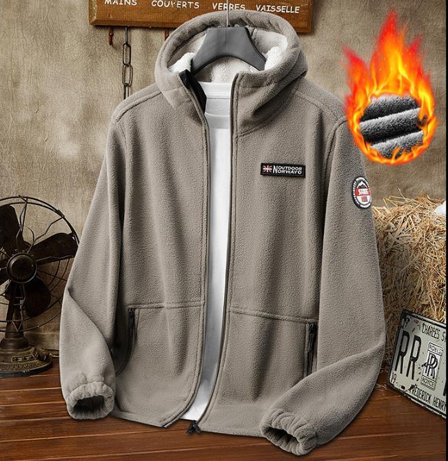 ブルゾン アウター 防風 ブルゾン ボアフリースジャケット モコモコ 裏ボア裏起毛 ジャンパー フード付き【2688】カーキ 5XL拍卖