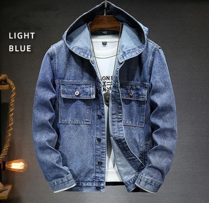 パーカー 新品★メンズ デニムジャケット ジージャン ジャンパー gジャン バイクジャケット 作業服 フード【DS8965#】ライトブルー 4XL拍卖