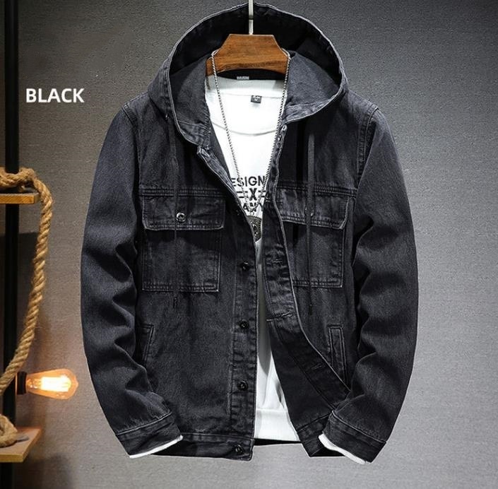 パーカー 新品★メンズ デニムジャケット ジージャン ジャンパー gジャン バイクジャケット 作業服 フード【DS8965#】黒 2XL拍卖