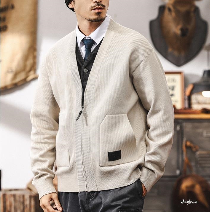 カーディガン ニットジャケット ニット セーター メンズ・新品 ブルゾン トップス 春服秋服冬服【X202411182009】杏色 3XL拍卖