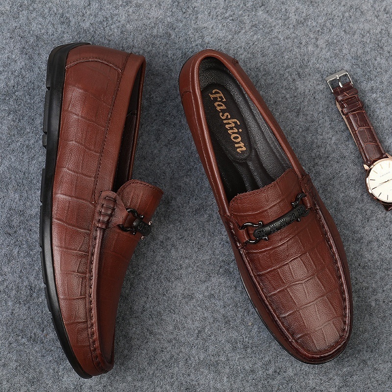 ローファー スリッポン 新品★メンズ 男性靴 ワニ柄 ドライビングシューズ 紳士靴 カジュアルシューズ【1230】ブラウン 25.0cm拍卖