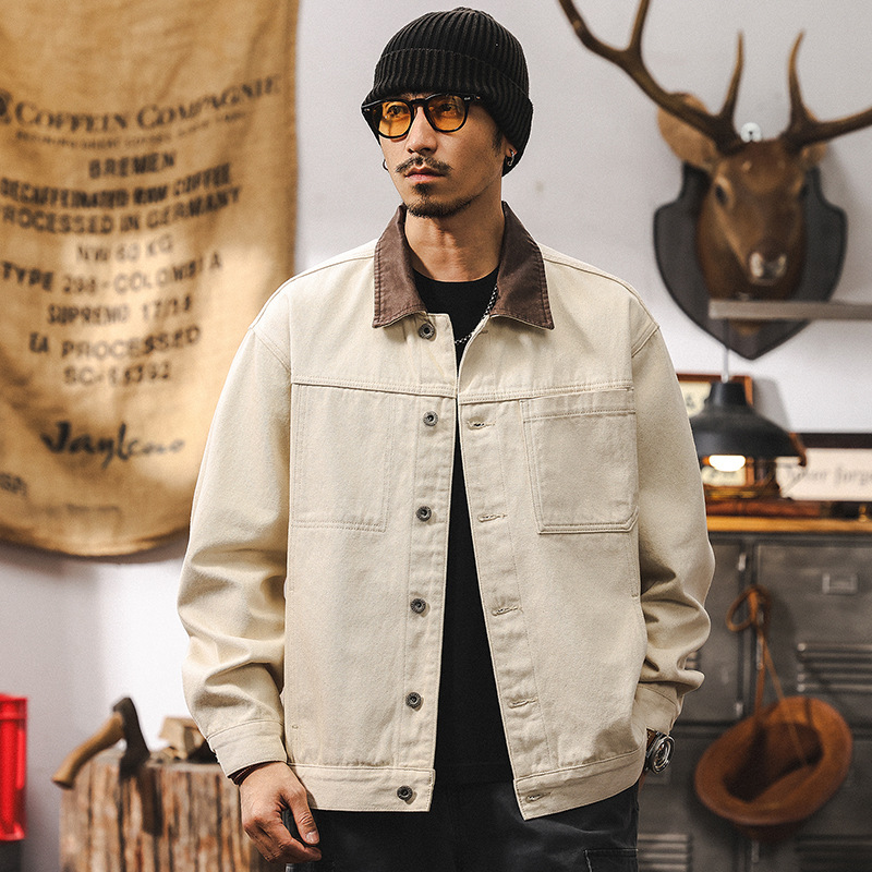 デニムジャケット 新品★メンズ ジージャン Gジャン ウエスタン ワークジャケット ジャンパー ブルゾン【1957】オフホワイト XL拍卖