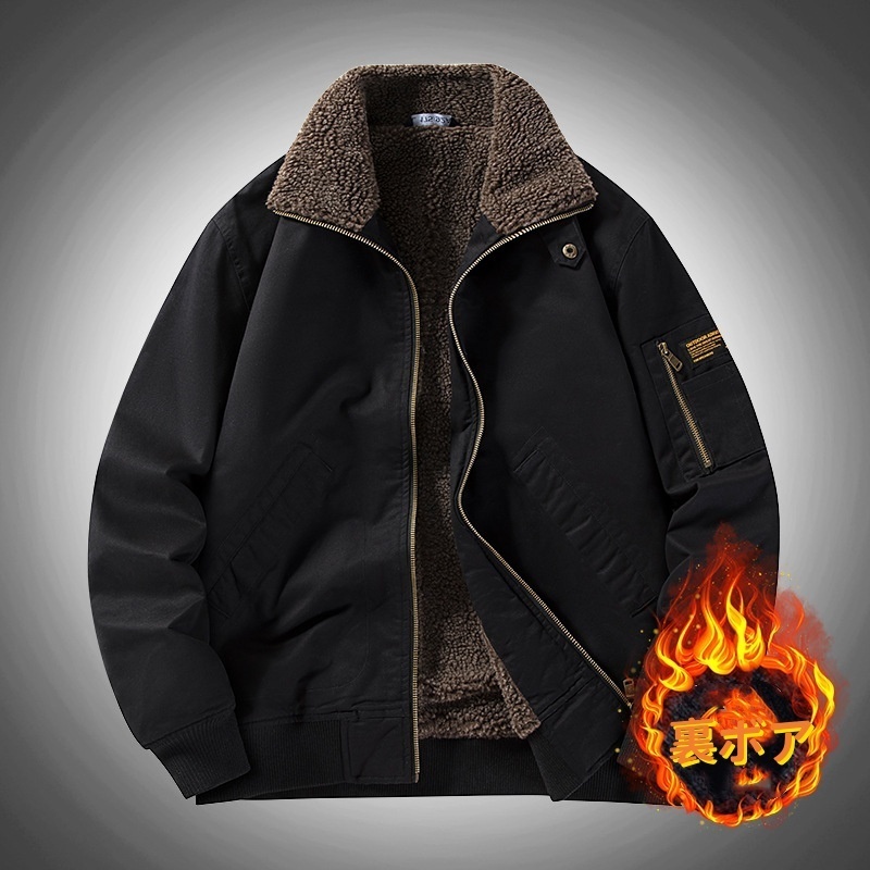 裏フリース フライトジャケット 新品・メンズ 裏ボア ブルゾン ワークジャケット コートアウトドアジャケット【2701】黒色 4XL拍卖