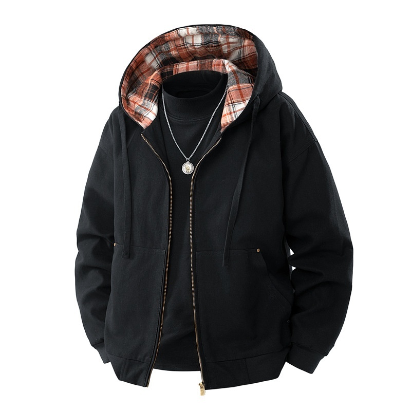 パーカー ブルゾン フード付き ジャンパー 新品★メンズ ワークジャケット カーゴジャケット【HTLB-2517】黒 4XL拍卖